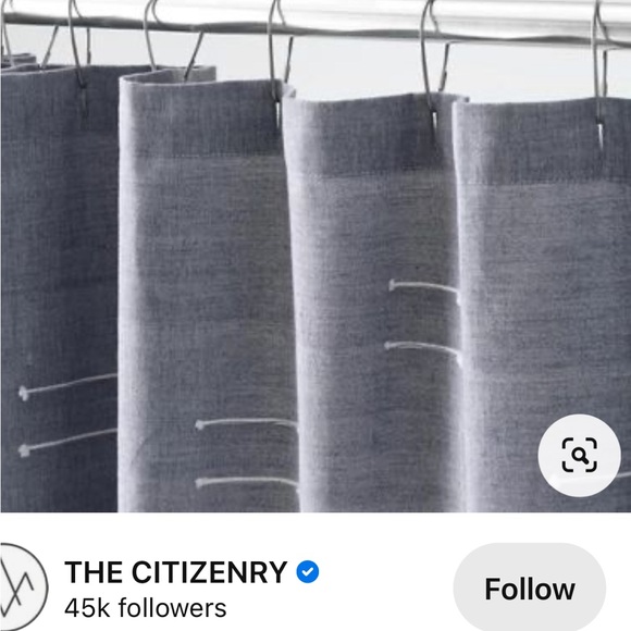 Chilka shower curtain from The Citizenry. 100% cotton, nice weight. DK blue-wht - Picture 1 of 3